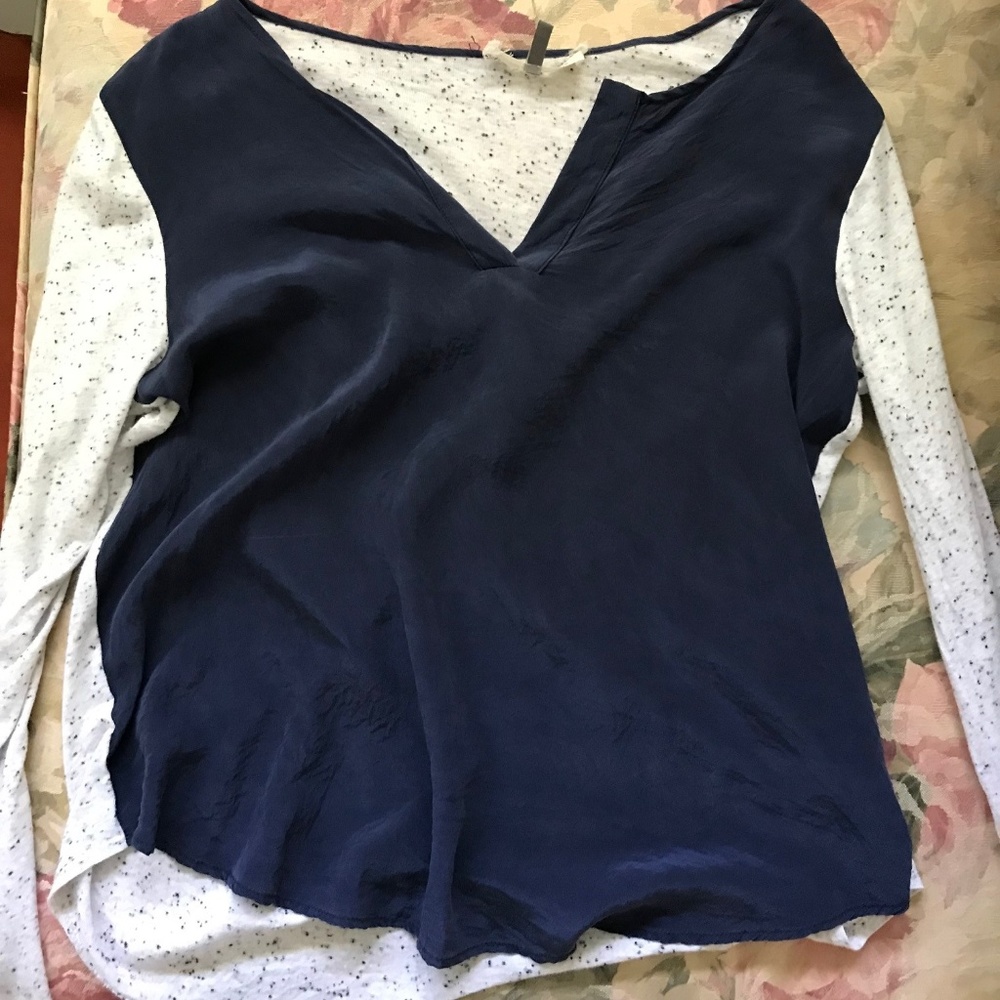 Amour Vert Gina top in navy/speckled, small